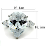 High polished (no plating) Stainless Steel Ring with AAA Grade CZ  in Clear