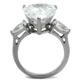 High polished (no plating) Stainless Steel Ring with AAA Grade CZ  in Clear