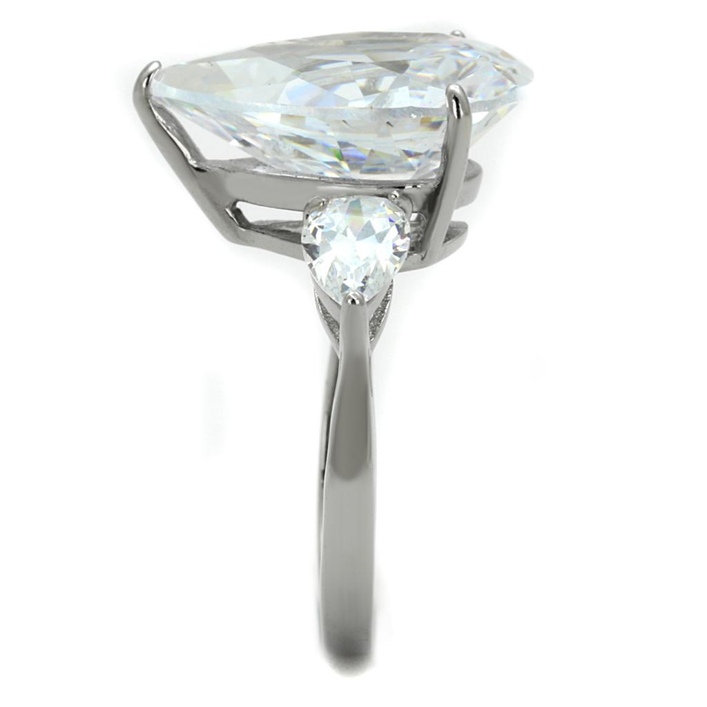 High polished (no plating) Stainless Steel Ring with AAA Grade CZ  in Clear