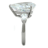 High polished (no plating) Stainless Steel Ring with AAA Grade CZ  in Clear