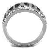 High polished (no plating) Stainless Steel Ring with Top Grade Crystal  in Clear