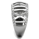 High polished (no plating) Stainless Steel Ring with Top Grade Crystal  in Clear
