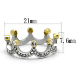 Two-Tone IP Gold (Ion Plating) Stainless Steel Ring with Top Grade Crystal  in Clear