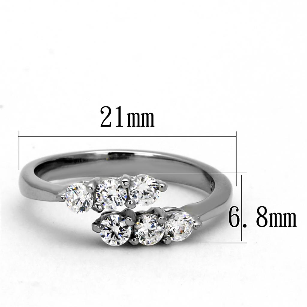 High polished (no plating) Stainless Steel Ring with AAA Grade CZ  in Clear