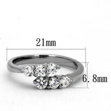 High polished (no plating) Stainless Steel Ring with AAA Grade CZ  in Clear