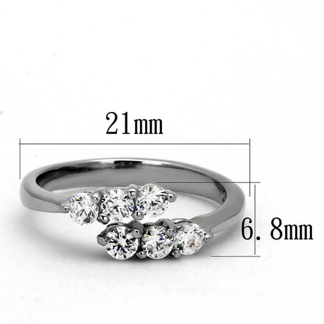 High polished (no plating) Stainless Steel Ring with AAA Grade CZ  in Clear