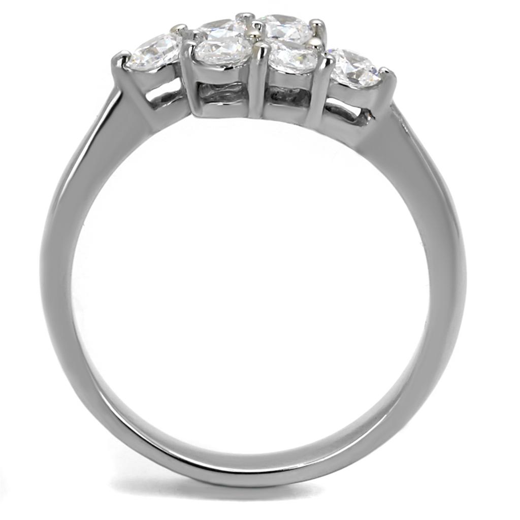 High polished (no plating) Stainless Steel Ring with AAA Grade CZ  in Clear