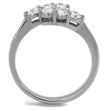 High polished (no plating) Stainless Steel Ring with AAA Grade CZ  in Clear