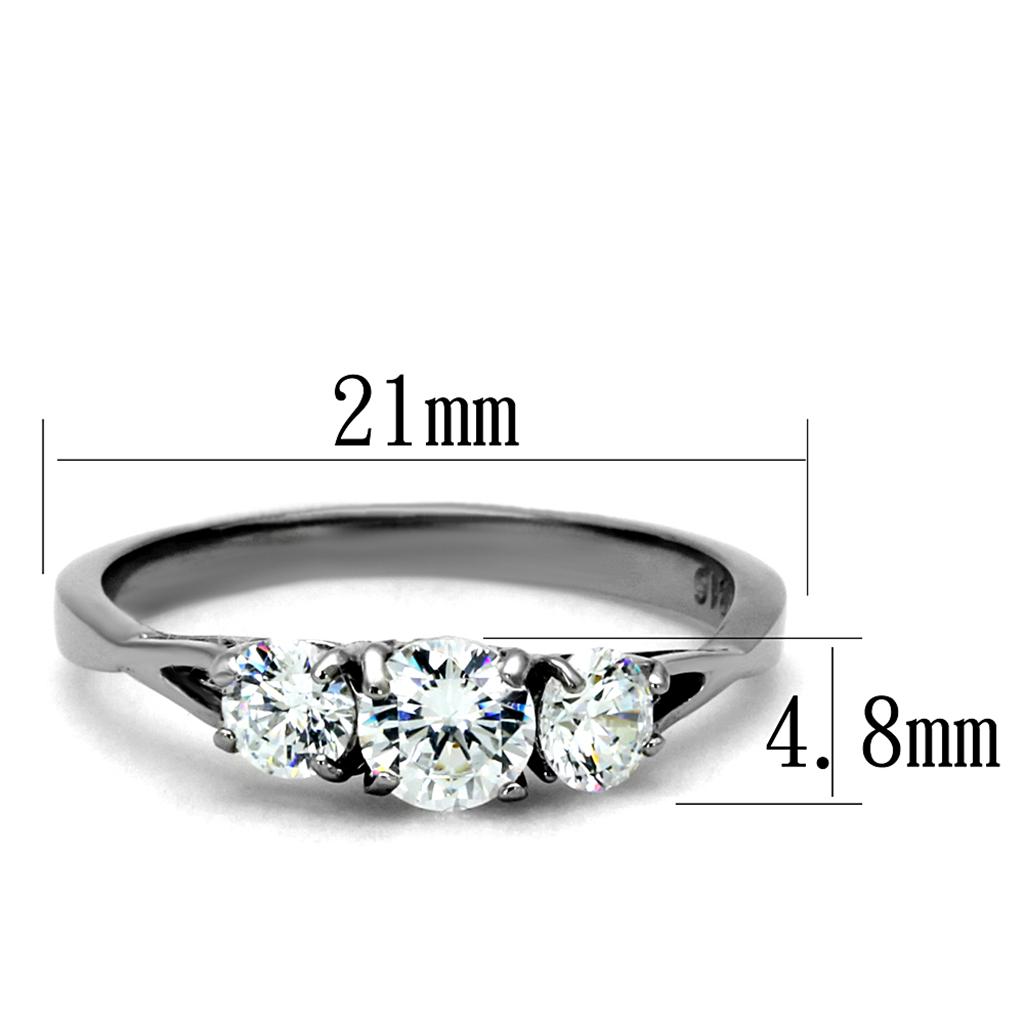 High polished (no plating) Stainless Steel Ring with AAA Grade CZ  in Clear