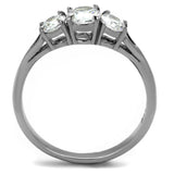 High polished (no plating) Stainless Steel Ring with AAA Grade CZ  in Clear
