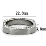 High polished (no plating) Stainless Steel Ring with Top Grade Crystal  in Clear