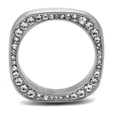 High polished (no plating) Stainless Steel Ring with Top Grade Crystal  in Clear