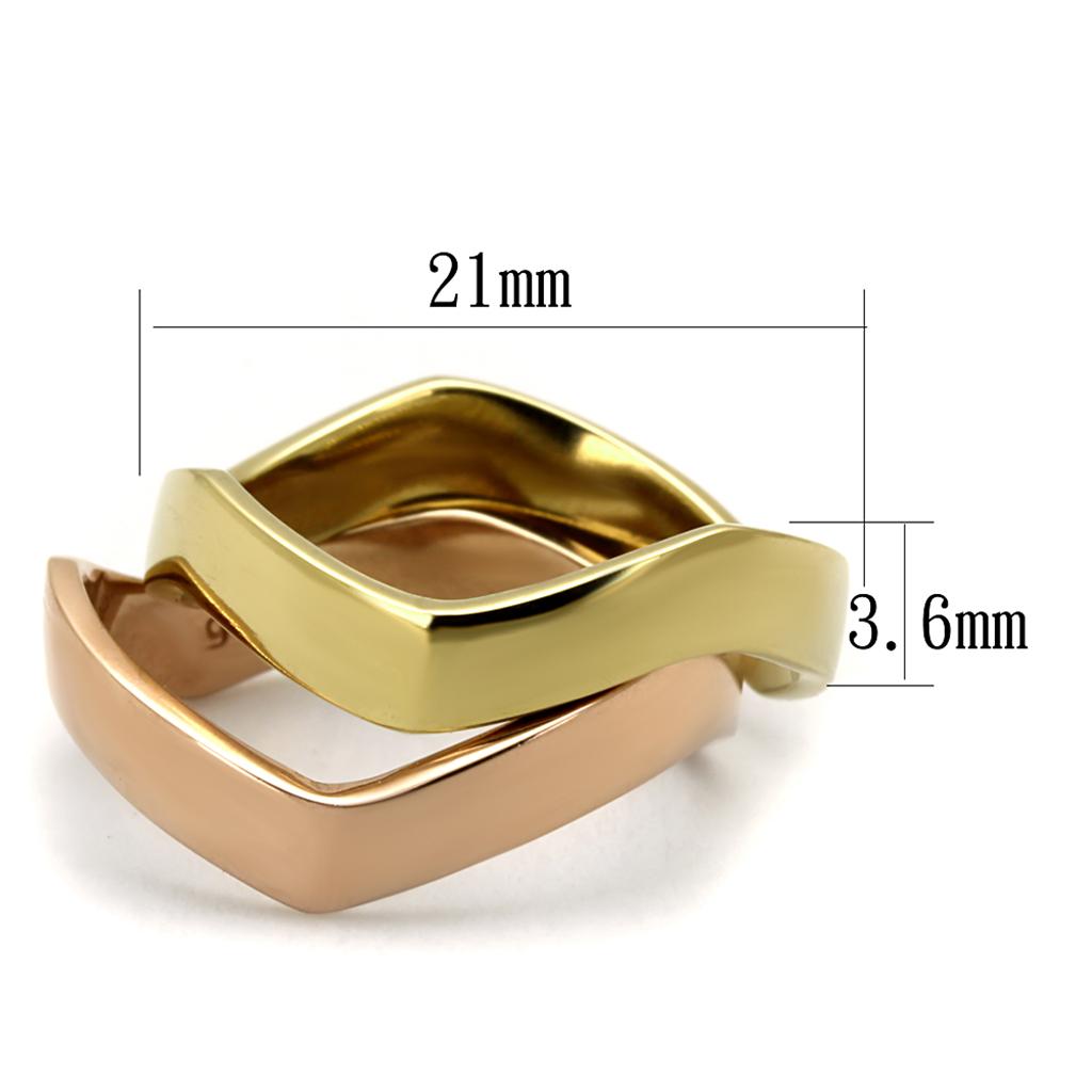 IP Gold & IP Rose Gold (Ion Plating) Stainless Steel Ring with No Stone