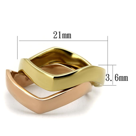 IP Gold & IP Rose Gold (Ion Plating) Stainless Steel Ring with No Stone