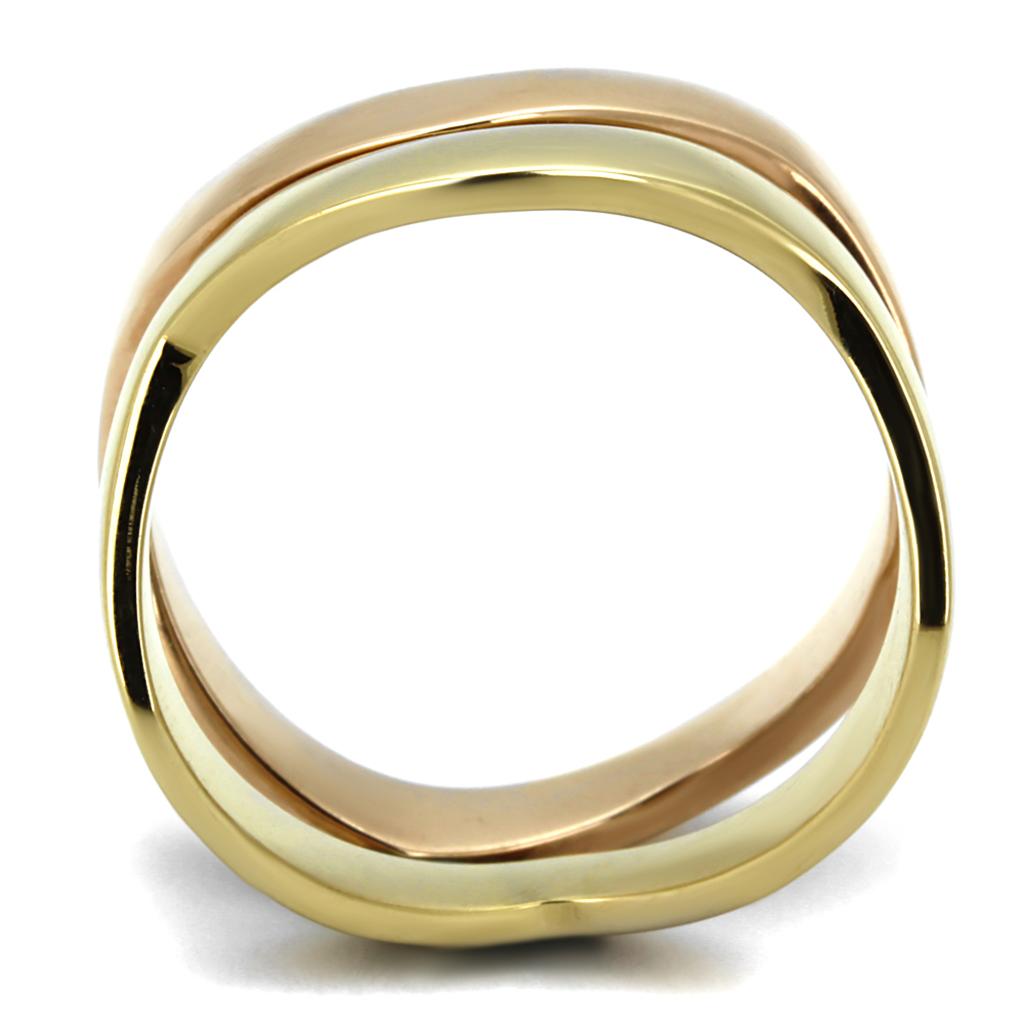 IP Gold & IP Rose Gold (Ion Plating) Stainless Steel Ring with No Stone