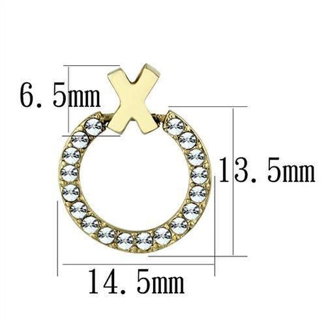 IP Gold(Ion Plating) Stainless Steel Earrings with Top Grade Crystal  in Clear