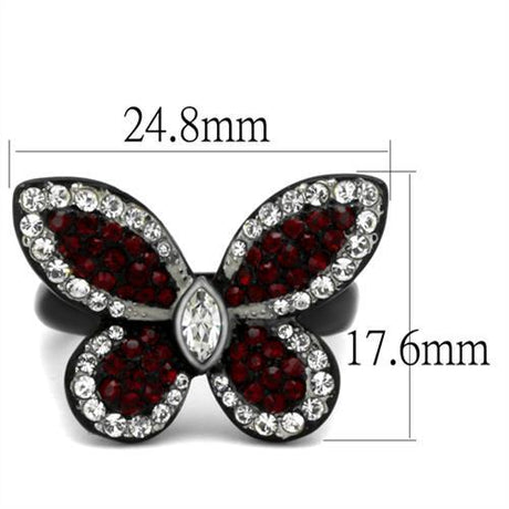 Two-Tone IP Black (Ion Plating) Stainless Steel Ring with Top Grade Crystal  in Siam