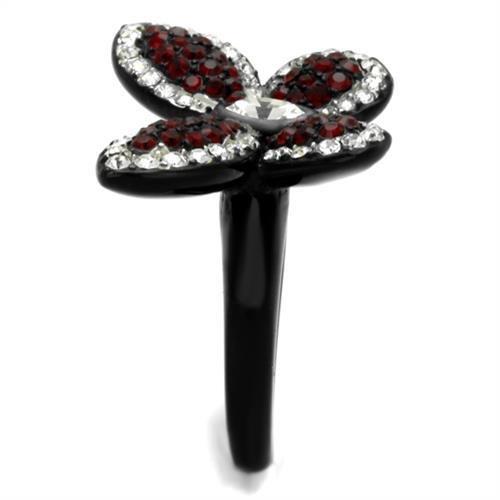 Two-Tone IP Black (Ion Plating) Stainless Steel Ring with Top Grade Crystal  in Siam