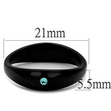 IP Black(Ion Plating) Stainless Steel Ring with Top Grade Crystal  in Light Sapphire