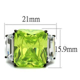 IP Black(Ion Plating) Stainless Steel Ring with AAA Grade CZ  in Apple Green color