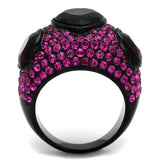 IP Black(Ion Plating) Stainless Steel Ring with Synthetic Synthetic Glass in Amethyst