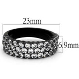 IP Black(Ion Plating) Stainless Steel Ring with AAA Grade CZ  in Clear
