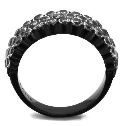 IP Black(Ion Plating) Stainless Steel Ring with AAA Grade CZ  in Clear