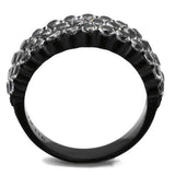 IP Black(Ion Plating) Stainless Steel Ring with AAA Grade CZ  in Clear