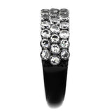 IP Black(Ion Plating) Stainless Steel Ring with AAA Grade CZ  in Clear
