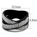 Two-Tone IP Black (Ion Plating) Stainless Steel Ring with Top Grade Crystal  in Clear