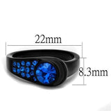 IP Black(Ion Plating) Stainless Steel Ring with Top Grade Crystal  in Capri Blue