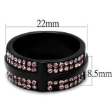 IP Black(Ion Plating) Stainless Steel Ring with Top Grade Crystal  in Light Amethyst