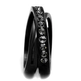 IP Black(Ion Plating) Stainless Steel Ring with Top Grade Crystal  in Black Diamond