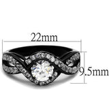 Two-Tone IP Black (Ion Plating) Stainless Steel Ring with AAA Grade CZ  in Clear