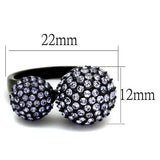 IP Black(Ion Plating) Stainless Steel Ring with Top Grade Crystal  in Multi Color