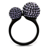 IP Black(Ion Plating) Stainless Steel Ring with Top Grade Crystal  in Multi Color