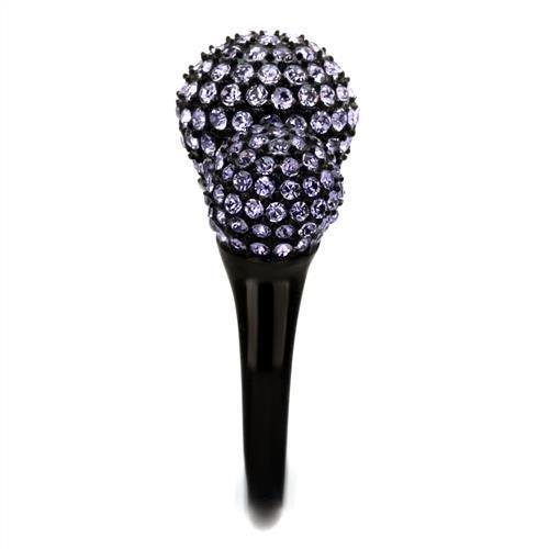 IP Black(Ion Plating) Stainless Steel Ring with Top Grade Crystal  in Multi Color