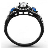 Two-Tone IP Black (Ion Plating) Stainless Steel Ring with AAA Grade CZ  in Clear