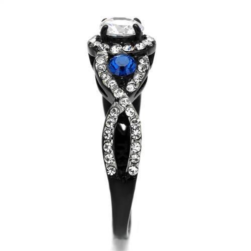 Two-Tone IP Black (Ion Plating) Stainless Steel Ring with AAA Grade CZ  in Clear