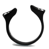 IP Black(Ion Plating) Stainless Steel Ring with Top Grade Crystal  in Clear