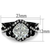 IP Black(Ion Plating) Stainless Steel Ring with AAA Grade CZ  in Clear