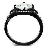 IP Black(Ion Plating) Stainless Steel Ring with AAA Grade CZ  in Clear