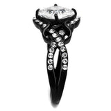 IP Black(Ion Plating) Stainless Steel Ring with AAA Grade CZ  in Clear