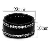 IP Black(Ion Plating) Stainless Steel Ring with AAA Grade CZ  in Clear