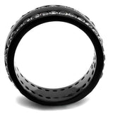 IP Black(Ion Plating) Stainless Steel Ring with AAA Grade CZ  in Clear