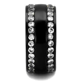 IP Black(Ion Plating) Stainless Steel Ring with AAA Grade CZ  in Clear