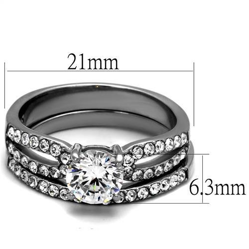 High polished (no plating) Stainless Steel Ring with AAA Grade CZ  in Clear