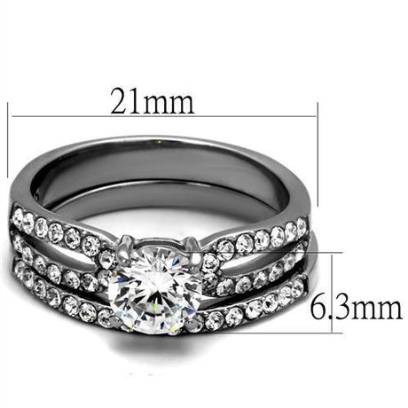 High polished (no plating) Stainless Steel Ring with AAA Grade CZ  in Clear
