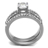 High polished (no plating) Stainless Steel Ring with AAA Grade CZ  in Clear