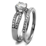 High polished (no plating) Stainless Steel Ring with AAA Grade CZ  in Clear